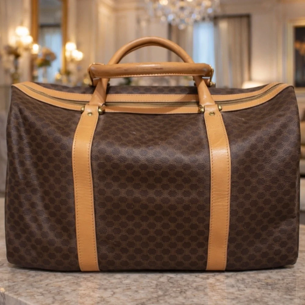 Authentic Celine Brown Patterned travel bag